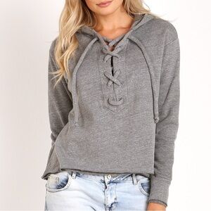 LNA Lace Up Hoodie Gray Size XS